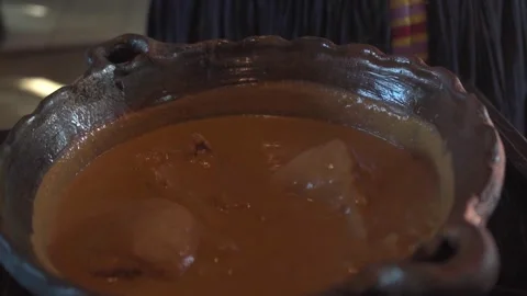 Scooping Stew Ready to Serve Stock Footage 293175504