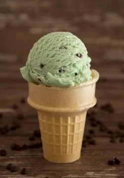 Scoops of Mint Chocolate Chip Ice Cream Stock Photos