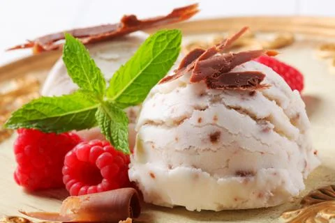 Scoops of stracciatella ice cream Stock Photos