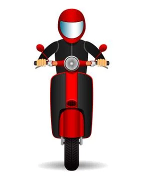 Scooter biker. front view. Stock Illustration