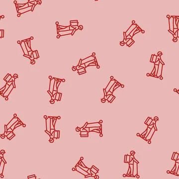 Scooter courier line seamless pattern Stock Illustration