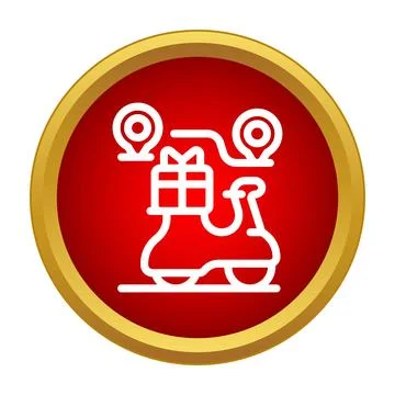 Scooter delivering gift package tracking shipping route Illustrazione stock