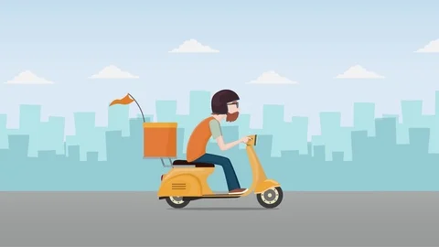 Scooter delivery, with alpha channel Stock Footage
