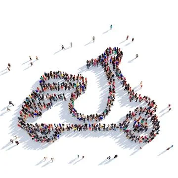 Scooter delivery people 3D rendering Stock Illustration
