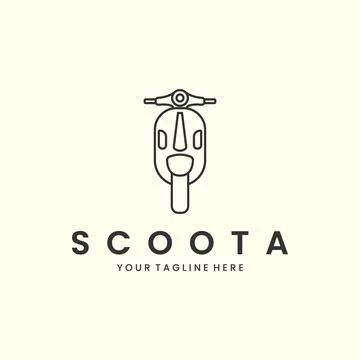 Scooter front facing with linear style logo icon template design. motorcycle  Stock Illustration