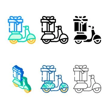 Scooter gift color range icon vector Illustrazione stock