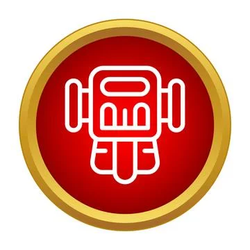 Scooter icon red button representing transport delivery Stock Illustration