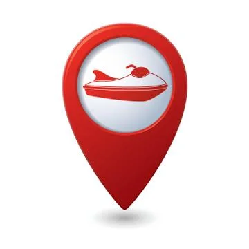 Scooter icon red map pointer Stock Illustration