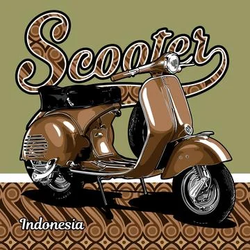 Scooter with Indonesian batik pattern Stock Illustration