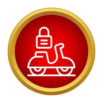 Scooter with lock protecting vehicle security icon Illustrazione stock