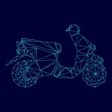 Scooter low poly triangulation triangulated polygonal electric cyan blue vi.. Stock-Illustration