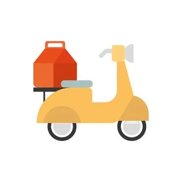 Scooter with red box. Vector Stock Illustration