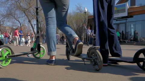 Scooter Riding in the Park Stock Footage 44784656