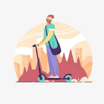 Scooter-Sharing System. Vector web illustration. Stock Illustration