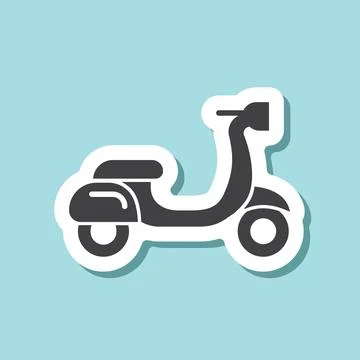 Scooter sticker icon in flat style. Delivery vector illustration on isolate.. Stock Illustration