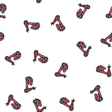 Scooter transport vector seamless pattern Stock Illustration