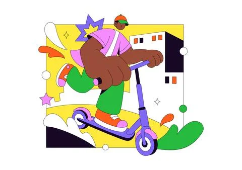 Scooter Vector Illustration Featuring Urban Mobility, Electric Transport, C.. Stock Illustration