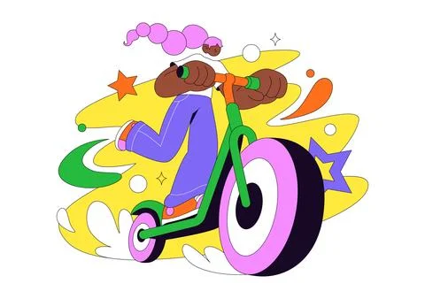 Scooter Vector Illustration Featuring Urban Mobility, Electric Transport, C.. Stock Illustration