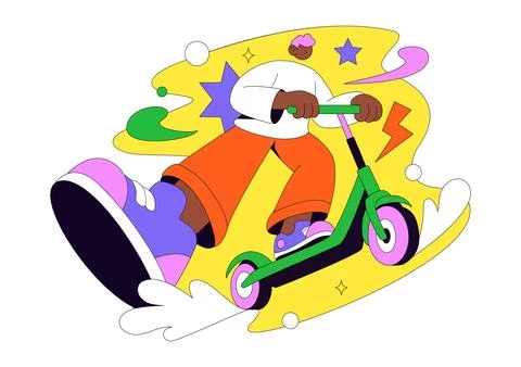 Scooter Vector Illustration Featuring Urban Mobility, Electric Transport, C.. Stock Illustration