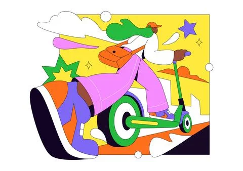 Scooter Vector Illustration Featuring Urban Mobility, Electric Transport, C.. Stock Illustration