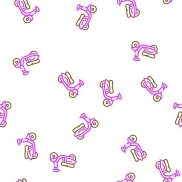 Scooter vehicle vector seamless pattern Stock Illustration