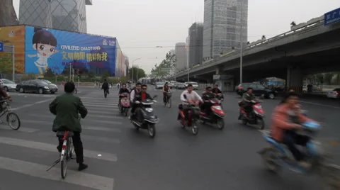 Scooters in Beijing, China Stock Footage 4883842