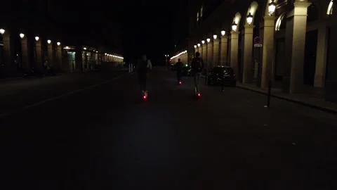 Scooters night ride Stock Footage 137866894