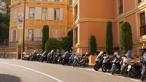 Scooters Parked Outside Elegant Building in Monaco 4K 스톡 동영상 336252586