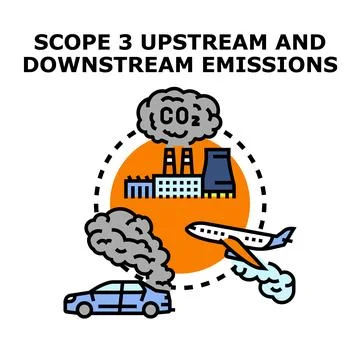 Scope 3 carbon emissions management and impact concept Stock Illustration