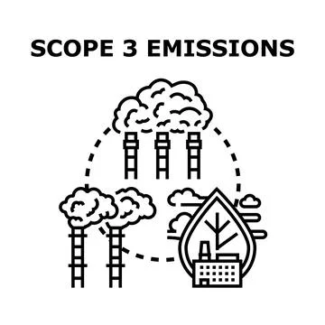 Scope 3 emissions value chain icon concept Stock Illustration