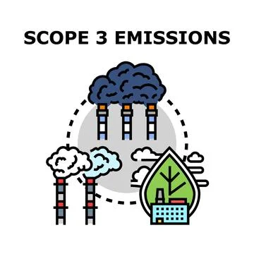Scope 3 emissions value chain icon concept Stock Illustration