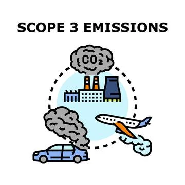 Scope 3 emissions value chain environmental impact Stock-Illustration