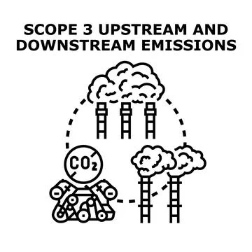Scope 3 upstream and downstream emissions managing co2 Stock-Illustration