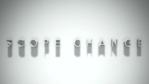 Scope change 3D title animation with shadows on a white background Stock Footage 298002569