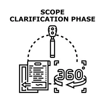 Scope clarification phase analyzing project requirements 库存插图
