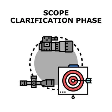 Scope clarification phase icon illustrating project defining Stock Illustration