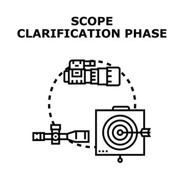 Scope clarification phase icon illustrating project defining Stock Illustration