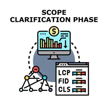 Scope clarification phase planning business process Stock Illustration