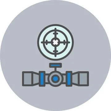 Scope Line Filled Circle Icon Stock Illustration