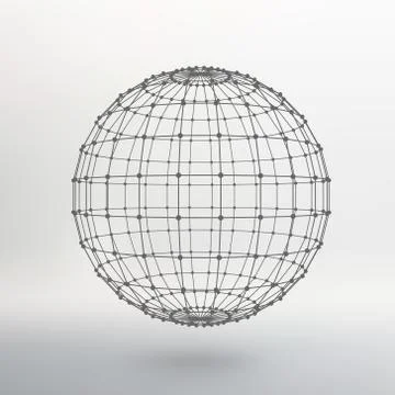 Scope of lines and dots. Ball of the lines connected to points. Molecular lat イラスト素材