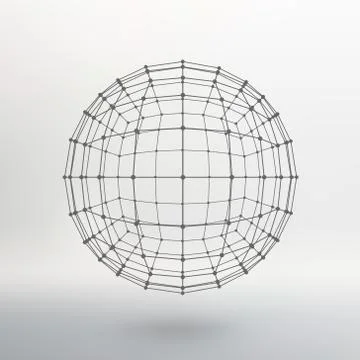 Scope of lines and dots. Ball of the lines connected to points. Molecular Illustrazione stock