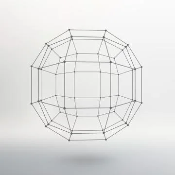 Scope of lines and dots. Ball of the lines connected to points. Molecular Illustrazione stock