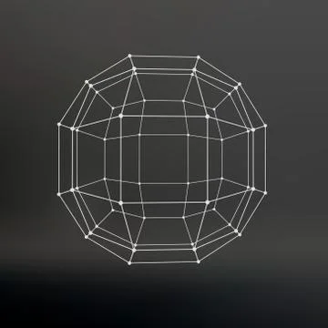 Scope of lines and dots. Ball of the lines connected to points. Molecular Illustrazione stock