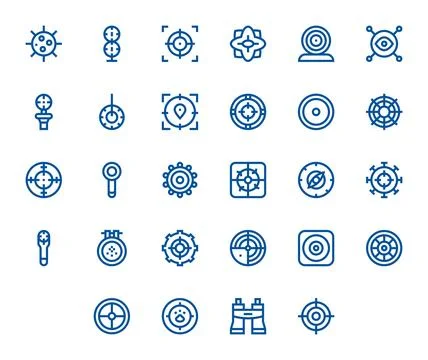 Scope Pixel Aligned Vector Set with 28 64x64 Bold Line Icons 스톡 일러스트
