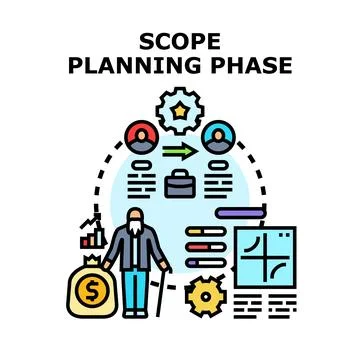 Scope planning phase concept for project management Stock Illustration
