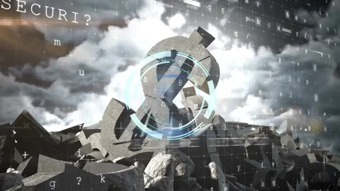 Scope scanning and cyber data processing over broken dollar currency symbol Stock Footage 157671236