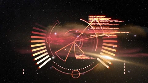 Scope scanning and data processing against space in background Stock-Footage 139753647