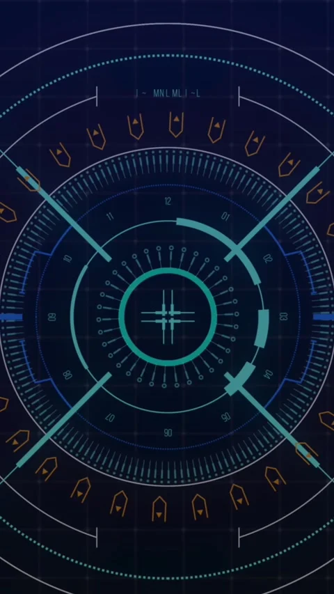 Scope scanning and digital interface with data processing against blue Stock Footage 331718018