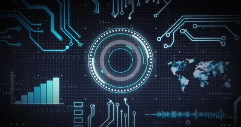A scope scanning a computer circuit board and then processing the data Stock Footage 329968294