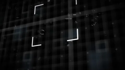 Scope scanning security padlock icon against microprocessor connections Vídeo Stock 135459973